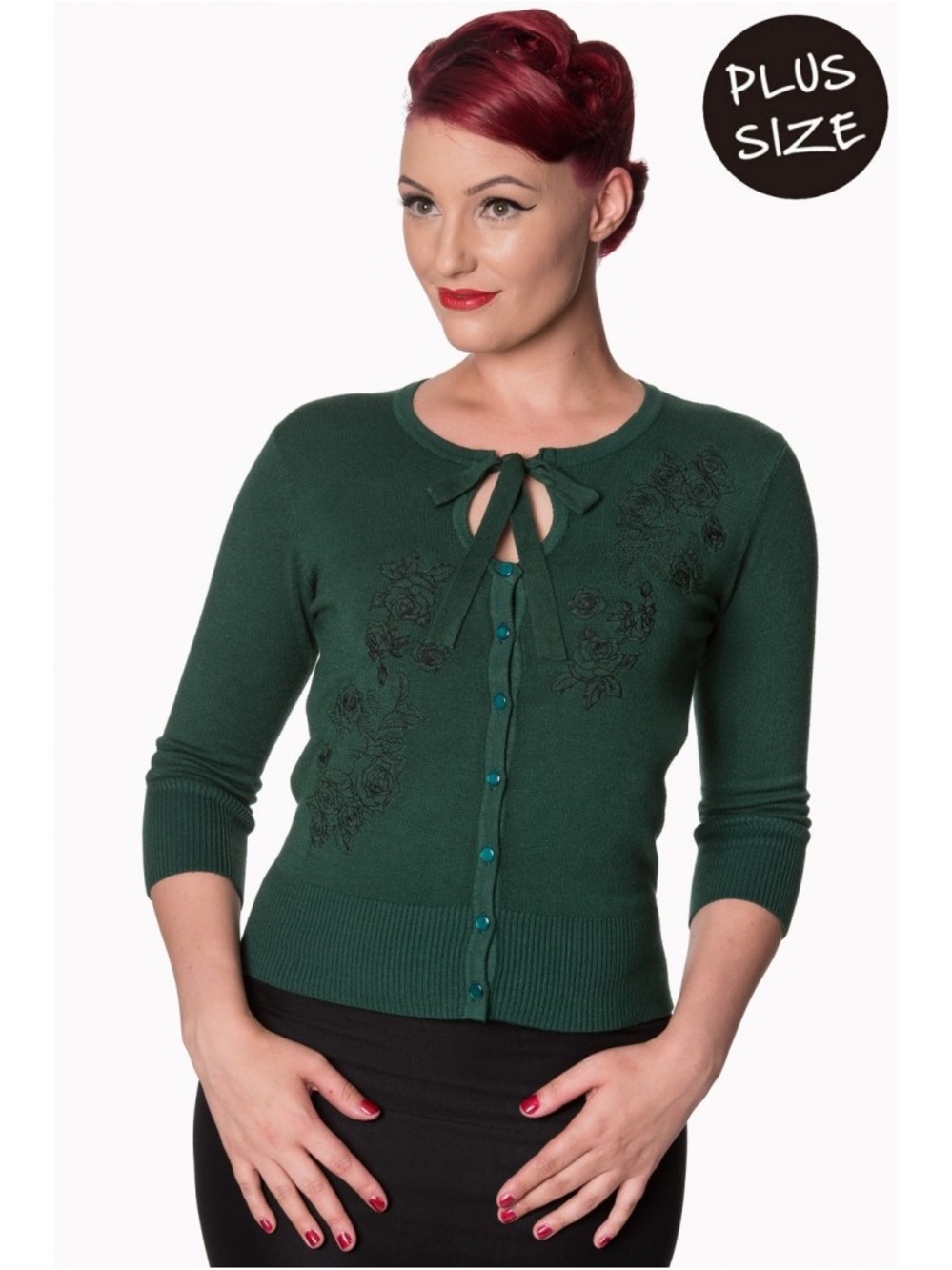Banned Apparel Delilah Forest Green Floral Embroidered Cardigan Sweater 3XL - Picture 11 of 11